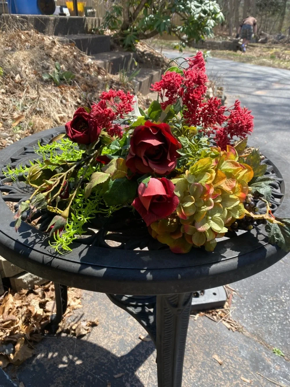 Artificial Red Rose & Mixed Floral stems Home Accent